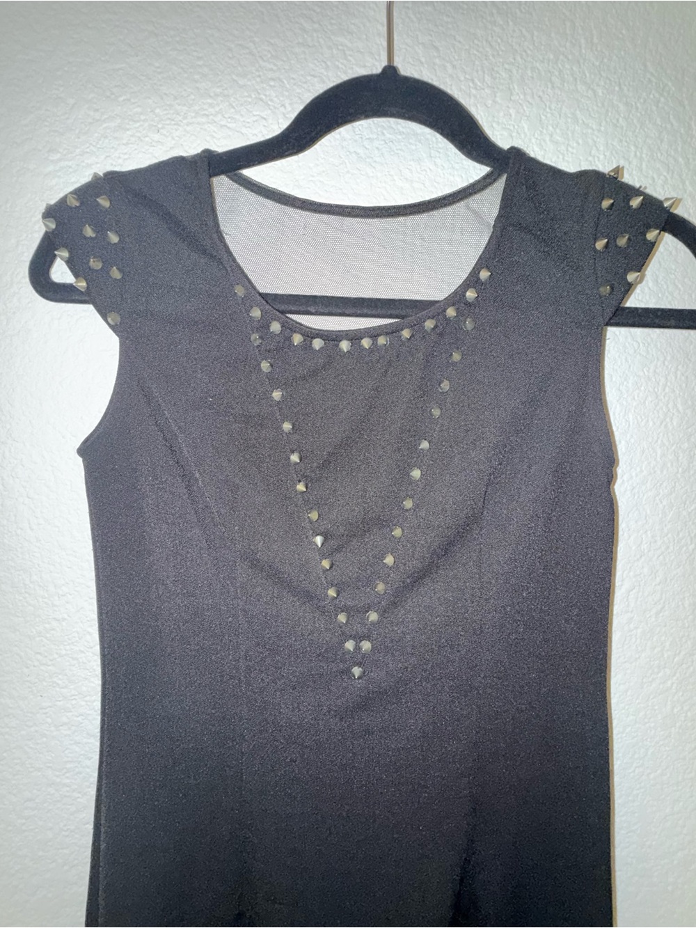 Black Studded Cap-Sleeve Mini Dress - Women - Picture 2 of 5